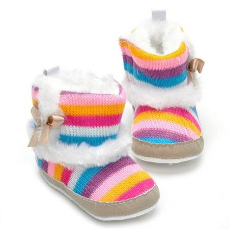 

Lucia Colorful Striped Rainbow Baby Prewalker Girls Antiskid Shoes Casual Shoes