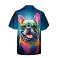 thumbnail image 2 of Hippie French Bulldog Portrait oil painting Watercolor Tie-dye Vintage Hawaiian Shirt Breathable Summer Unisex Merch Dog Lover Gifts - 00015, 2 of 6