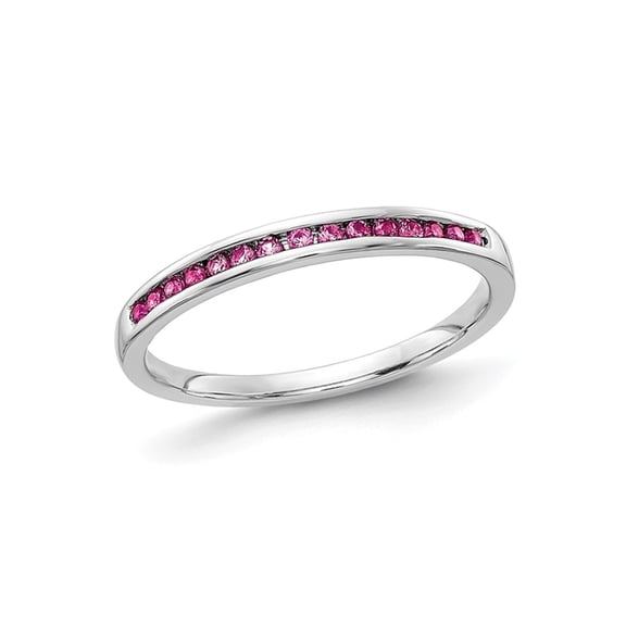1/7 Carat (Ctw) Pink Sapphire Wedding Band Ring in 14K White Gold
