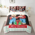 thumbnail image 2 of Manfei Cartoon Red Bear Child Twin Bedding Sets 7-Piece, Merry Christmas Bedding Comforter Set, Stripes Plaid Buffalo Reversible Sheet Sets, Ultra Soft Home Decor, 2 of 7
