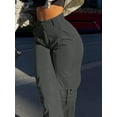 thumbnail image 4 of Women's Solid Color Straight Loose Casual Pocket Cargo Pants, 4 of 4