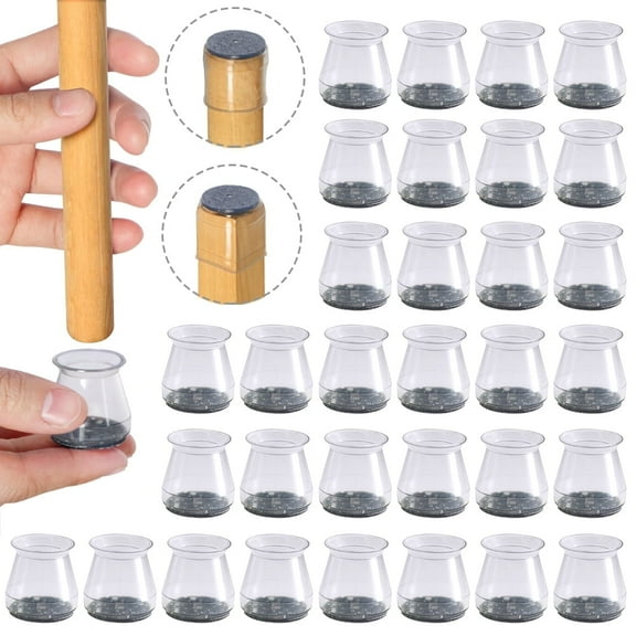 32 pcs Round Chair Leg Floor Protectors for Hardwood Floors Silicone Covers to Protect Wood Tile Floors Felt Pads Furniture Leg Caps Non Slip Reduce Noise (Small fit: 0.9" - 1.29")