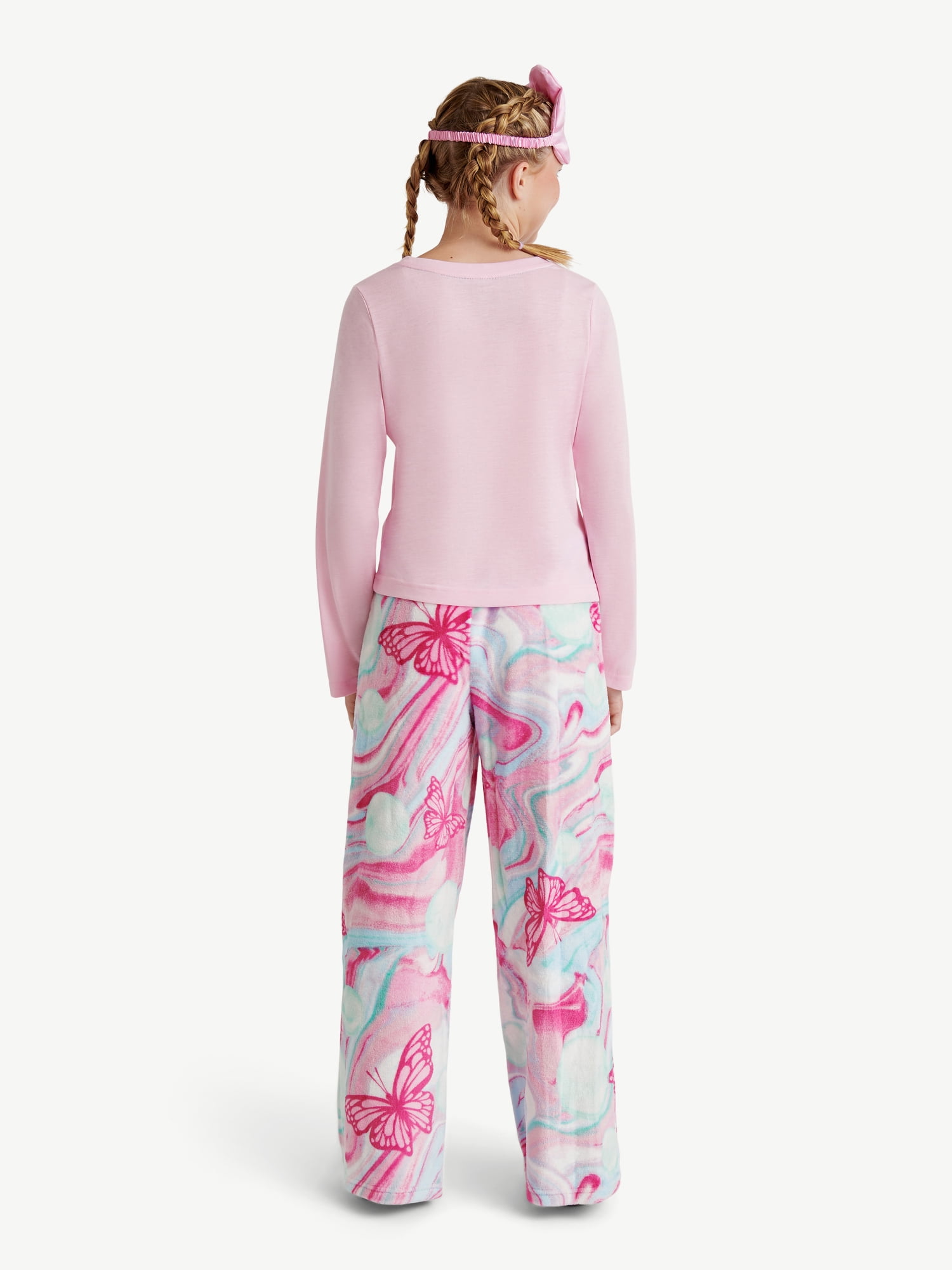 Justice Girls Wicked Long Sleeve Top and Pant Pajama Set with Eyemask, 3-piece, Sizes 5-18