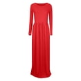thumbnail image 2 of Dyfzdhu Long Sleeve Dresses for Women Casual Round Neck Solid Color Maxi Dress Slim A-Line Long Underlay Dress Red, 2 of 5