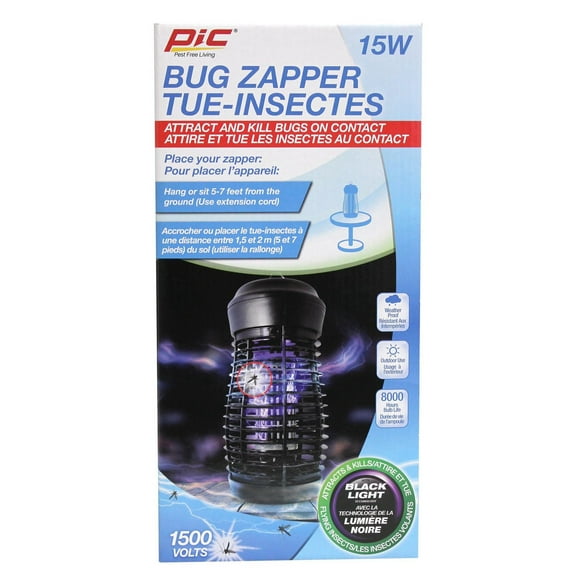 PIC® 15W BUG ZAPPER, ATTRACTS AND KILLS BUGS ON CONTACT!