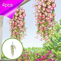 Artificial Hanging Flower Vines | Morning Glory Faux Greenery Rattan | Multicolor Plastic 4-Pack | 30-inch Realistic Wall, Balcony, Garden, Home, Wedding Decor | Indoor Outdoor Decorative Plants