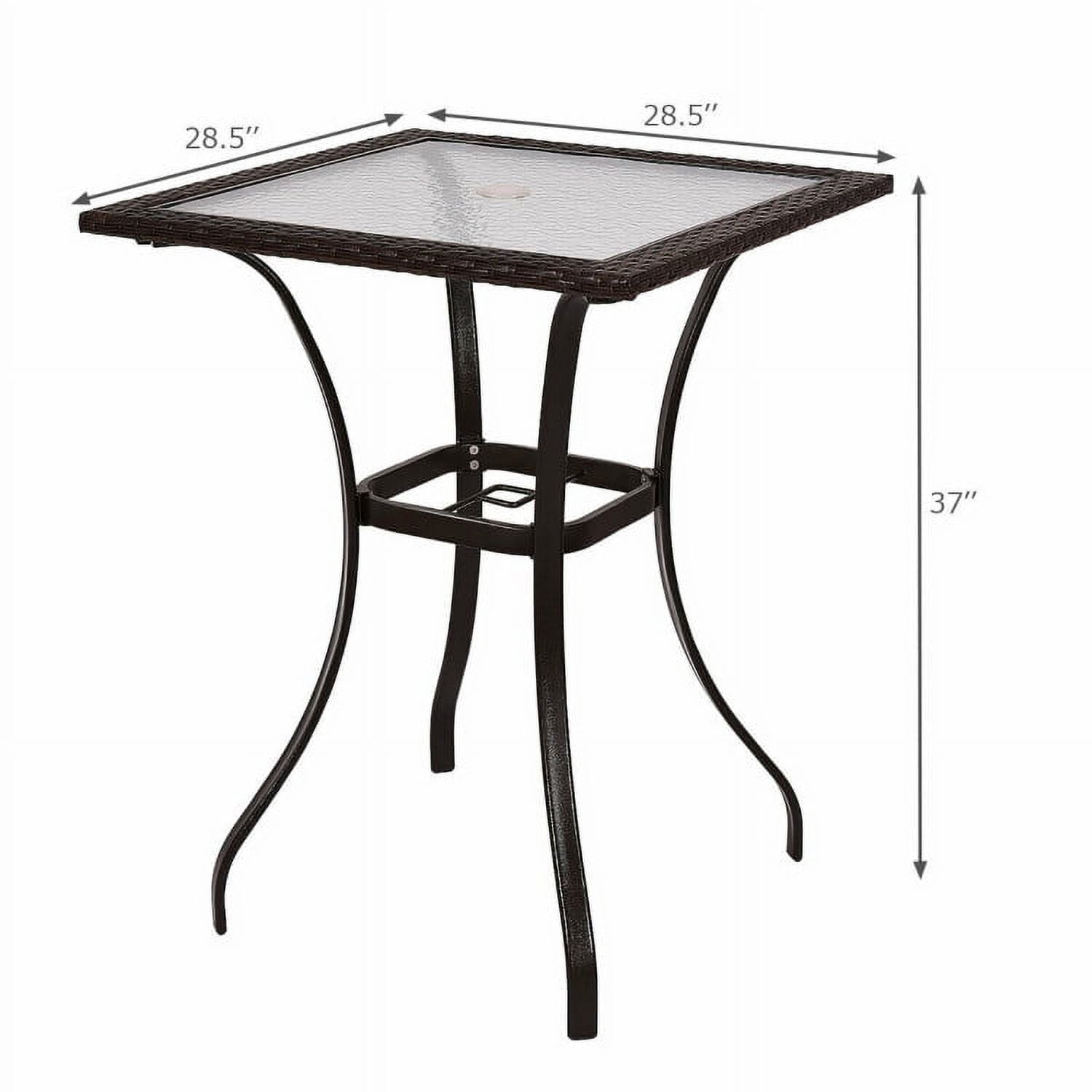 Aimee Lii 28.5 Inch Outdoor Patio Square Glass Top Table with Rattan Edging, Outdoor Patio Furniture