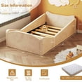 thumbnail image 2 of Zimtown Wood Bed, Floor Bed with Safety Guadrail, Montessori Bed with Soft Velvet Wood Bed, Mattress not Included (Beige), 2 of 8