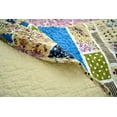 thumbnail image 4 of DaDa Bedding Cottage Blue Ivory Yellow Floral Scalloped Cotton Patchwork Quilted Bedspread Set (DXJ103269-1), 4 of 6