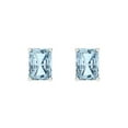 thumbnail image 3 of 1.32 Ct Emerald Cut Studs Blue Crystal 14K White Solid Gold Everyday Dainty Earrings Screw Back, 3 of 7