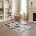thumbnail image 2 of ODIKA 4'x6' Beige Neutral Contemporary Geometric Grid Abstract Tan Ivory Washable Area Rug None for Dorm Room, Small Living Stain Resistant Low Profile, Easy Care, 2 of 7