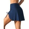 thumbnail image 6 of Charmo Womens Scallop Trim Swim Skirt High Waisted Swimsuit Bottoms Side Split Bikini Bottoms, 6 of 8
