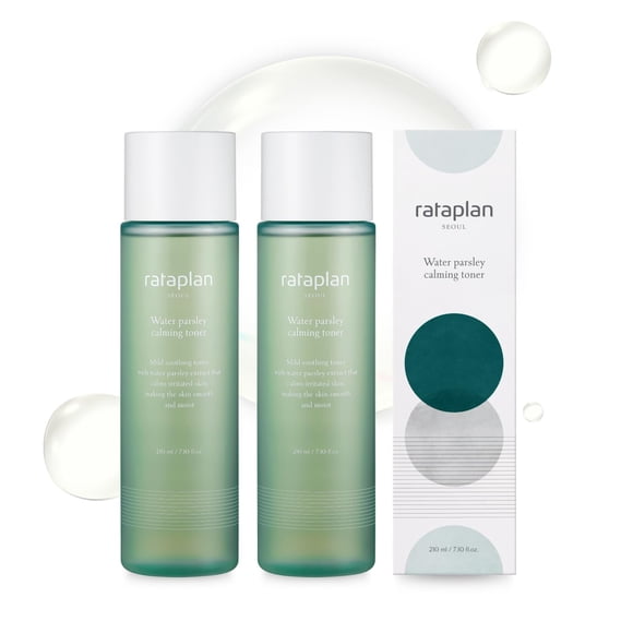 RATAPLAN Tónico Calmante De Perejil Y Agua, Paquete De 2, con Centella Asiática, Hoja De Corazón, Cuidado De La Piel Coreano, Reduce El Calor De La Piel, Tónico Calmante Hipoalergénico