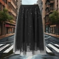 thumbnail image 6 of FRSASU Sequin Skirt Spring Summer Elastic High Waisted A-Line Sparkle Pleated Mesh Skirts for Holiday Party Black, 6 of 6