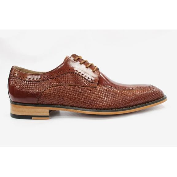 Men's Stacy Adams Platon Cognac Leather Oxford Dress Shoes 25375-221