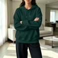 thumbnail image 5 of Hsovts Dark Green Sweatshirts for Women Long Sleeve Hooded Sweatshirts Essentials Fashion Fleece Hoodies with Drawstring Lightweight Pullover Hoodies L, 5 of 5