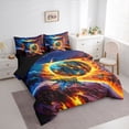 thumbnail image 3 of Homewish Retro Aircraft Airplane 7 Pieces Bedding Comforter Set,Galaxy Planet Pattern Full Bedding Set,Universe Theme Fitted Sheet Flat Sheet For Boys Kids,Super Cozy Room Decor Reversible, 3 of 8