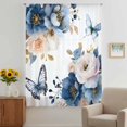 thumbnail image 3 of Vintage Blue Floral Sheer Curtains 72 Inches Long, Farmhouse Flower Butterflies Light Filering Curtains, Breathable Simi Curtain Privacy Drapes for Living Room Bedroom Lightweight Window Treatment, 3 of 9