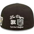 thumbnail image 4 of Men's New Era Black/Silver Las Vegas Raiders Super Bowl XVIII Letterman 59FIFTY Fitted Hat, 4 of 6