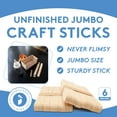 thumbnail image 3 of Unfinished Jumbo Craft Sticks 6 inch, Pack of 100 Large Popsicle Sticks for Crafts, Wax Sticks & Wood Tongue Depressors, by Woodpeckers, 3 of 7