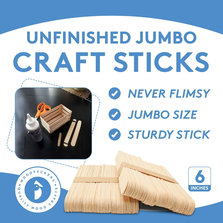 100 Sticks, Jumbo Wood Craft Popsicle Sticks 6 Inch (Green)  Craft stick  crafts, Popsicle stick crafts house, Wholesale crafts