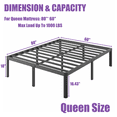 thumbnail image 3 of RLDVAY 18 inch Queen Heavy Duty Metal Bed Frame,No Box Spring Needed,Rounded Conrer Design,Easy Assembly,Black, 3 of 6