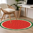 thumbnail image 4 of Round Rugs 3.3Ft, Watermelon Round Area Rug Washable Indoor Throw Carpet, Watercolor Red Summer Fruits Green Striped Soft Non Slip Circle Rug for Laundry Room Patio Home Decor Aesthetic, 4 of 8
