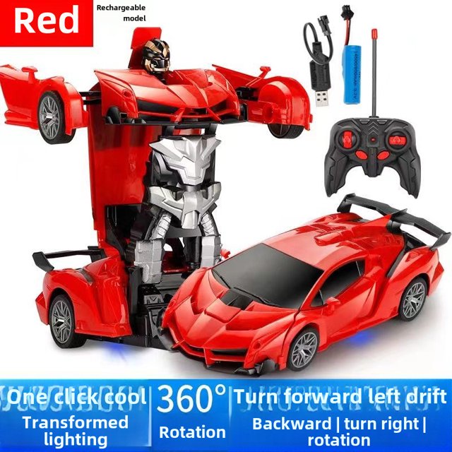 Voiture Robot Transformable Télécommandée 24 cm pour Enfants 4-6 Ans : Morphing Automatique à une Touche, Lamborghini Rouge, Plastique Durable, Télécommande à Poignée, 1 Pile Rechargeable – Améliore la Coordination et Parent-Enfant