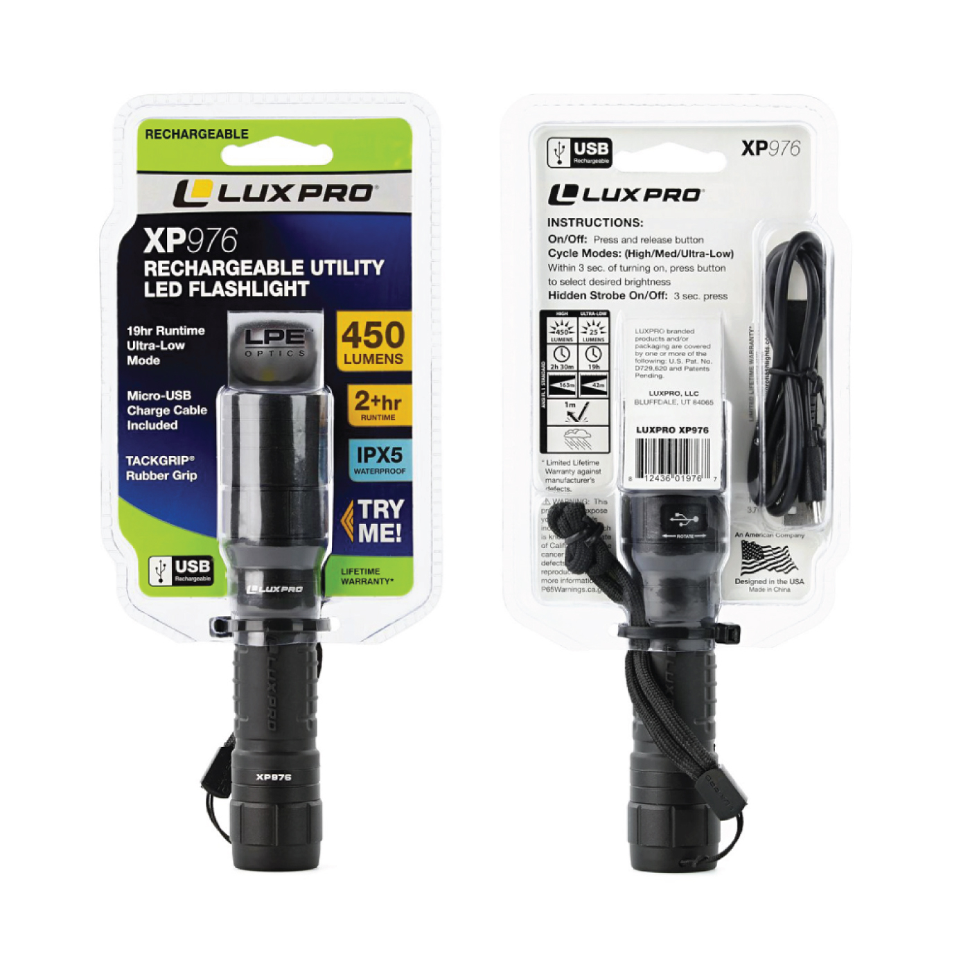 Xanlite USB-Aufladbare Kabellose LED-Taschenlampe – 450 Lumen, Wiederaufladbar, Vielseitig Einsetzbar