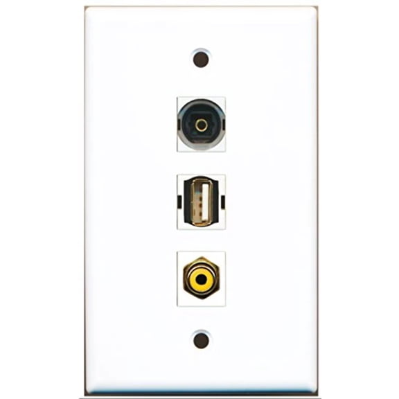 RiteAV - 1 Port RCA Yellow and 1 Port USB A-A and 1 Port Toslink Wall Plate