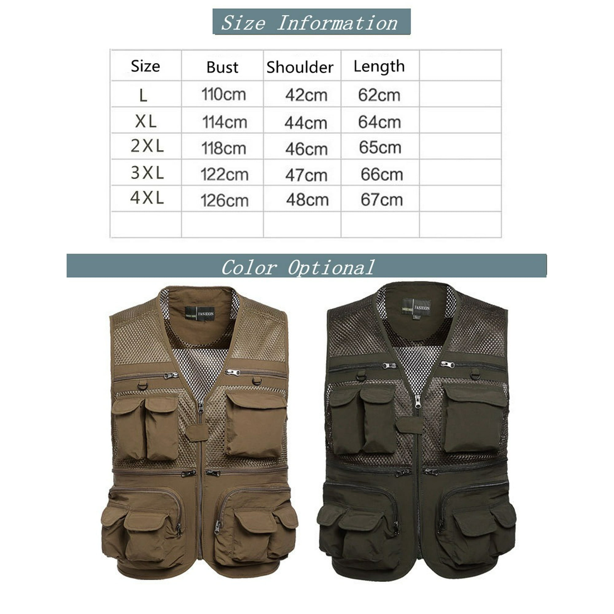 Men's Sports Photography Fishing Vest Multi Pocket Zipper Casual 