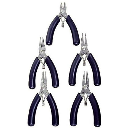 

5 Piece Stainless Steel Precision Tool Set - Diagonal Cutter Round Nose Long Nose Flat Nose and Bent Nose Pliers