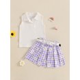 thumbnail image 4 of 2Pcs Baby Toddler Girl Summer Outfits 12 18 24 Months 2T 3T 4T 5T Sleeveless Collared Tank Tops + Pleated Skirt Set Clothes, 4 of 9