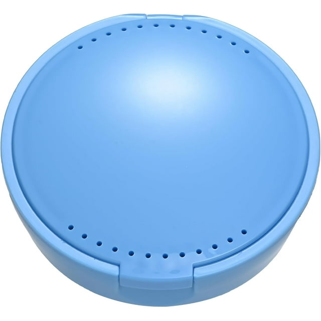 TIHYWR Retainer Case, Denture & Orthodontic Aligner Case With Mirror & Ventilation, Sky Blue