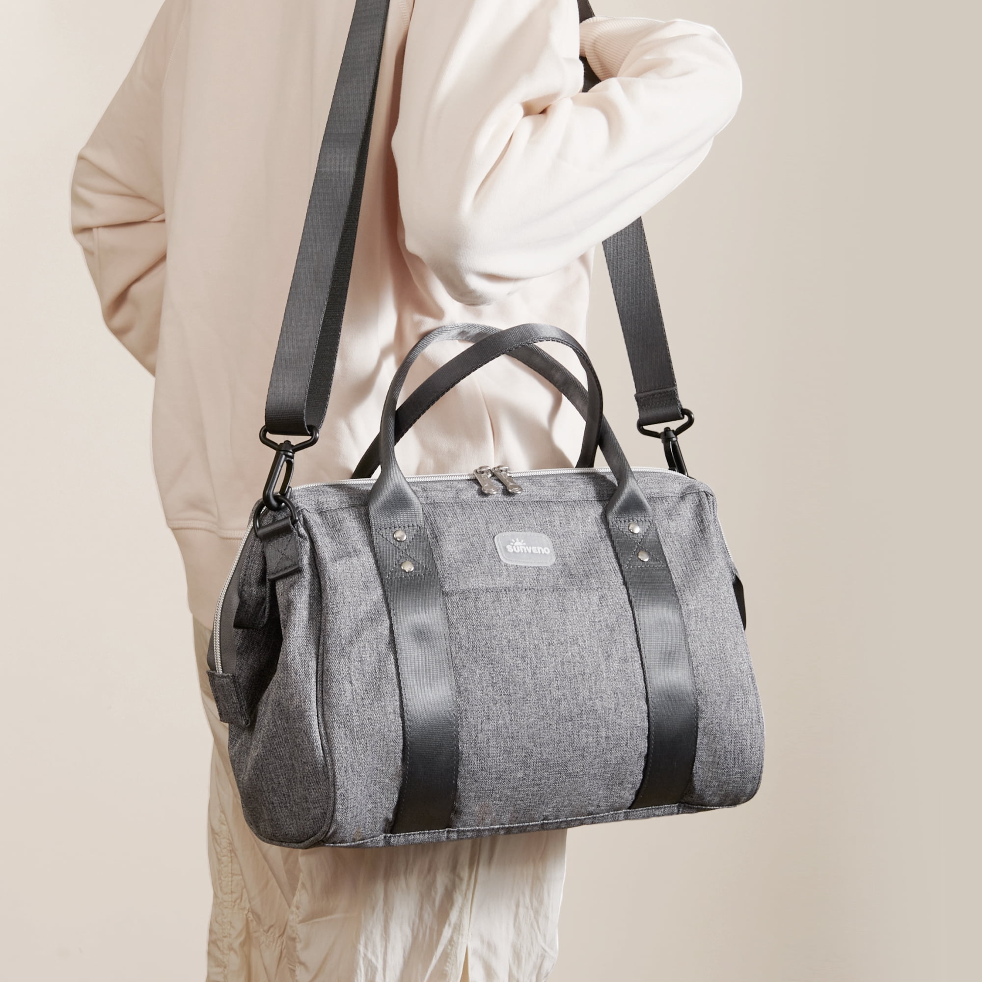 Sunveno Small Crossbody Diaper Bag, Upgraded Tote Bag, Travel Essentials Mommy Bag