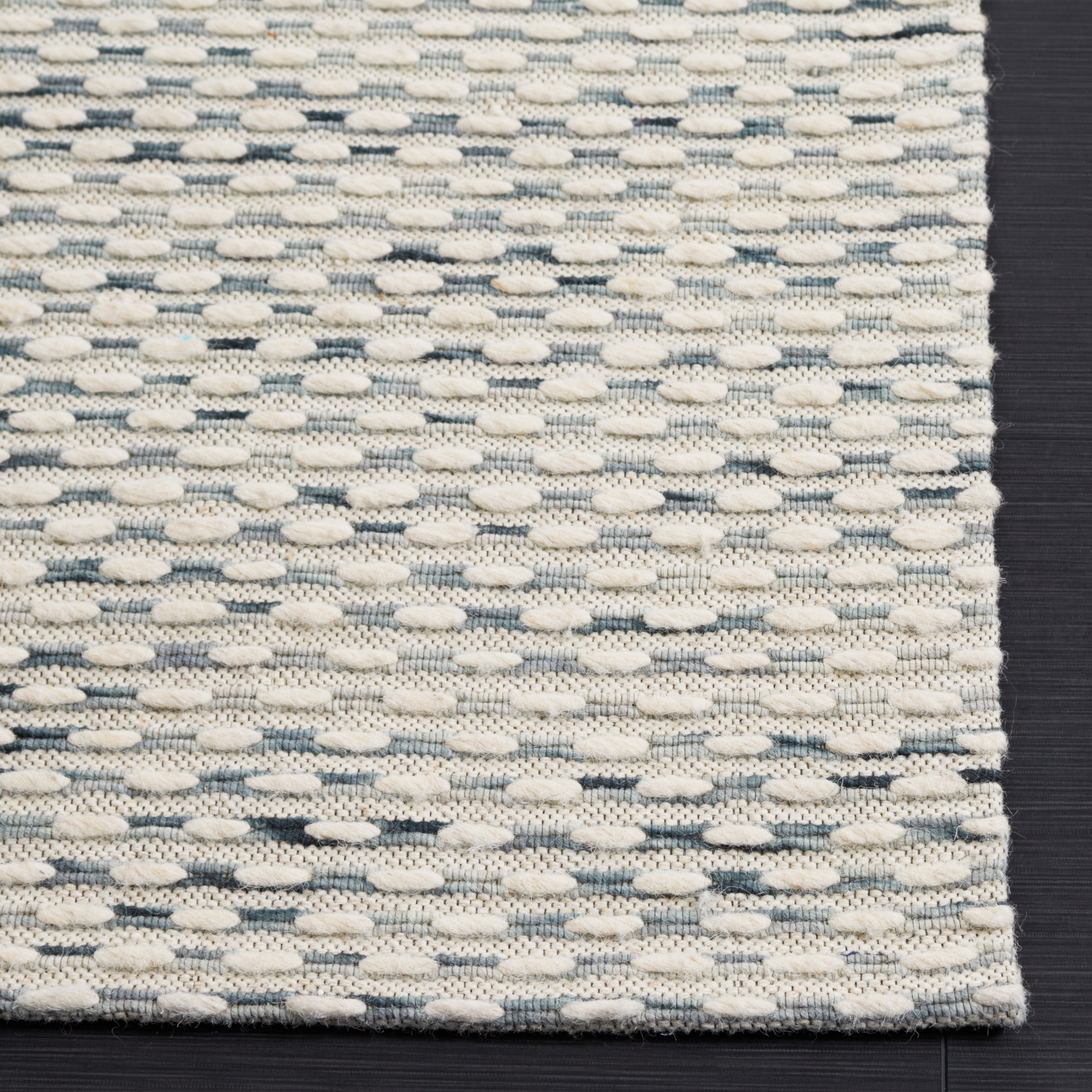 SAFAVIEH Marbella Frederick Striped Area Rug, Beige/Blue, 6' x 6' Square