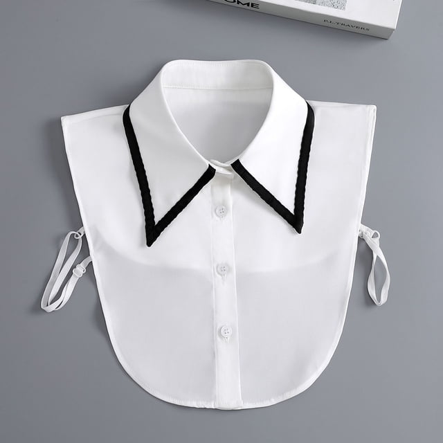 Cuello falso para mujer Cuello de camisa de pata de gallo Cuello de camisa largo para mujer Otoño e invierno Cuello de camisa de moda que combina con todo Cuello de camisa de mujer