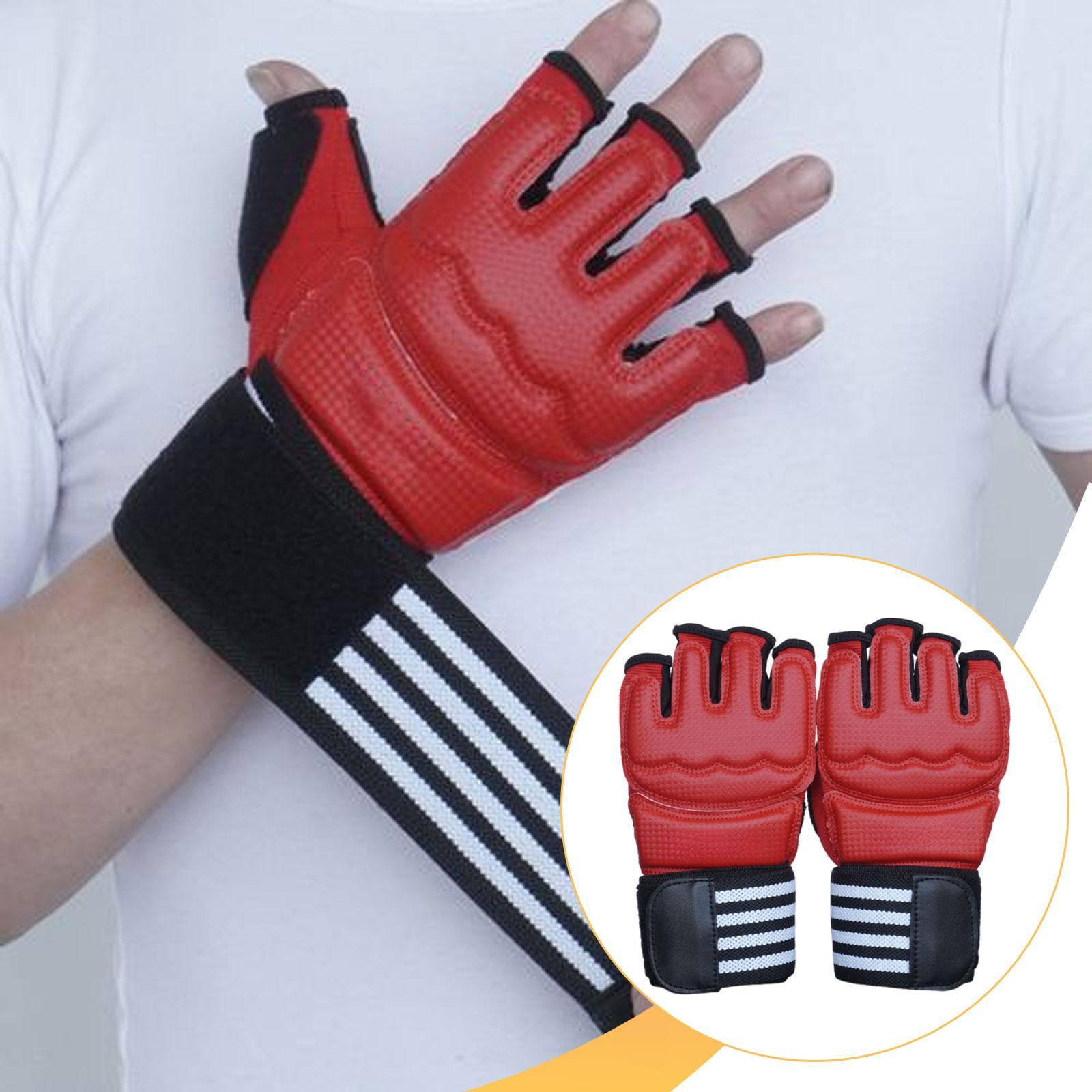 harayaa 2 Pieces Boxing Gloves Red Sweat Wipe Towel Half Finger Sparring Gear Mitts for Unisex Men Women Workout Fitness Punching Bag XXL