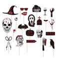 thumbnail image 1 of 22 Pieces Halloween Zombie Photo Booth Props Horror Scary for Vampire Witch Hat Skull Ghost Bloody Cake Topper Theme Party Supplies Decoration, 1 of 5