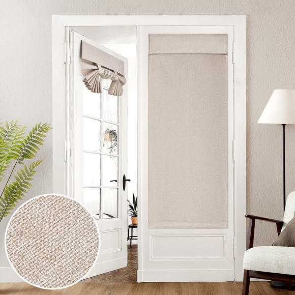 Cortinas HOMEIDEAS Blackout de lino para puerta francesa, 66 x 170 cm, color negro