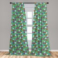 thumbnail image 5 of Ambesonne Tropic Curtains, Colorful Hawaiian Flowers, Pair of 28"x84", Dark Seafoam Multicolor, 5 of 5