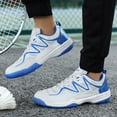 thumbnail image 3 of Rokment Couples Running Walking Tennis Shoes for Women Men Unisex Breathable Mesh Basketball Volleyball Badminton Training Sneakers Blue Size 9, 3 of 6