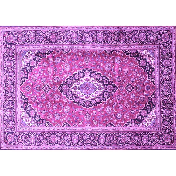 Ahgly Company Indoor Rectangle Medallion Purple Traditional Area Rugs, 4' x 6'