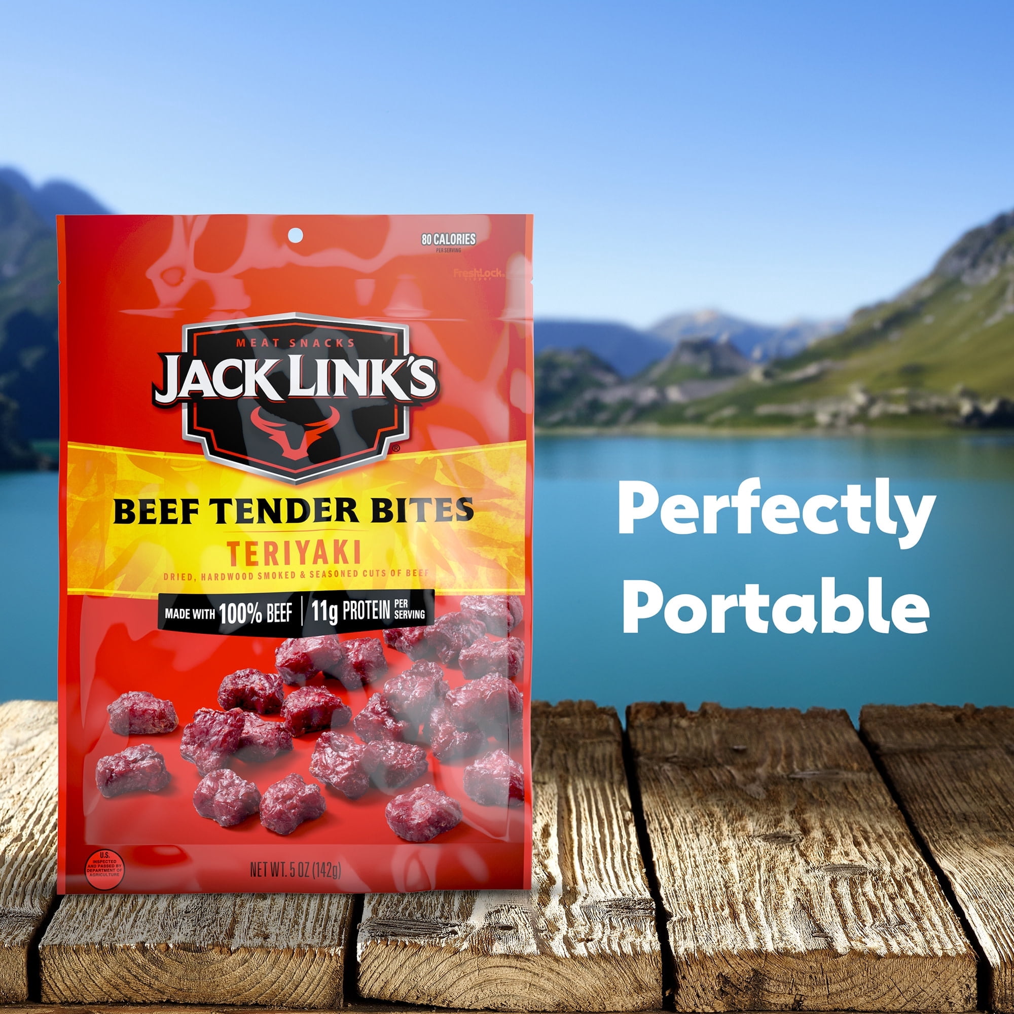 Jack Link’s Teriyaki Beef Tender Bites, Made with 100% Beef, 5 Ounce, Resealable Bag