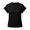 thumbnail image 6 of BUIGTTKLOP Womens Summer Tops Ruffle Short Sleeve Shirts Round Neck T Shirts Solid Color Blouses, 6 of 8