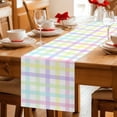 thumbnail image 5 of Green Beige Plaid Table Runner - 70 Inch Long Buffalo Farmhouse Art Checkered Cotton and Linen Blended Dress Scarves Farmhouse Table Runner for Kitchen Dining, Coffee Table, 13" x 70", 5 of 8