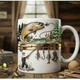 thumbnail image 3 of Fishing Themed Ceramic Coffee Mug, 3D Relief Angler and Trout Design with Fishing Rod Reel and Boots, Outdoor Hobby Drinkware for Home and Office Use, 3 of 6