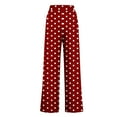 thumbnail image 4 of ClodeEU Women's Polka Dot Drawstring Wide Leg Pants With Pockets,Loose Casual Pant Wine,Womens Plus XXL, 4 of 6