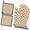 Orange and White, variant on Orange and White Checkered Pattern Oven Mitts and Pot Holder Sets 2 Pcs for Kitchen Baking, Cooking and Grilling, Heat Resistant Up To 392 °F