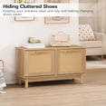 thumbnail image 5 of HOOBRO Narrow Rattan Shoe Storage Bench with Flip Drawers, Natural, 5 of 11